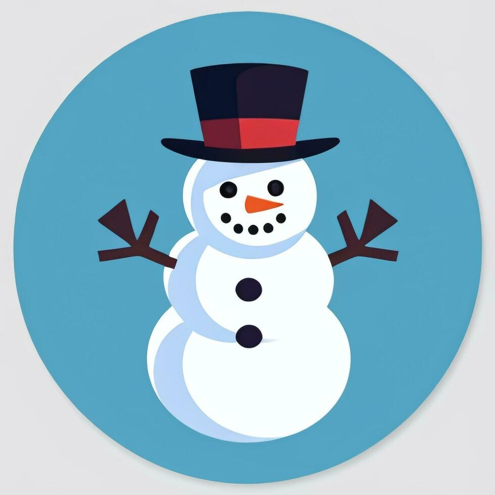 AI generated Snowman Clip Art Icon Sticker Christmas Decoration Simple Background photo