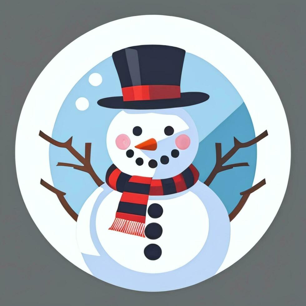 AI generated Snowman Clip Art Icon Sticker Christmas Decoration Simple Background photo
