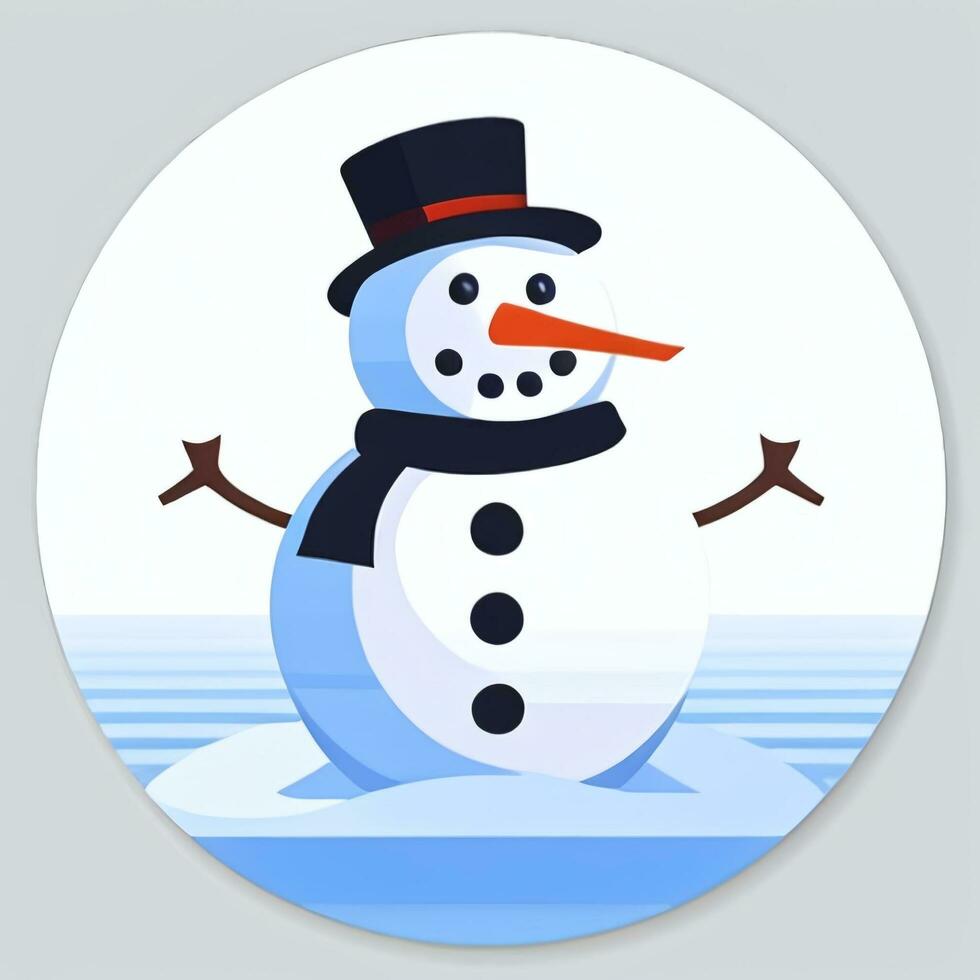 AI generated Snowman Clip Art Icon Sticker Christmas Decoration Simple Background photo