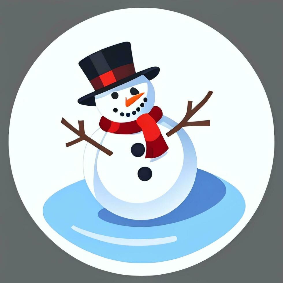 AI generated Snowman Clip Art Icon Sticker Christmas Decoration Simple Background photo