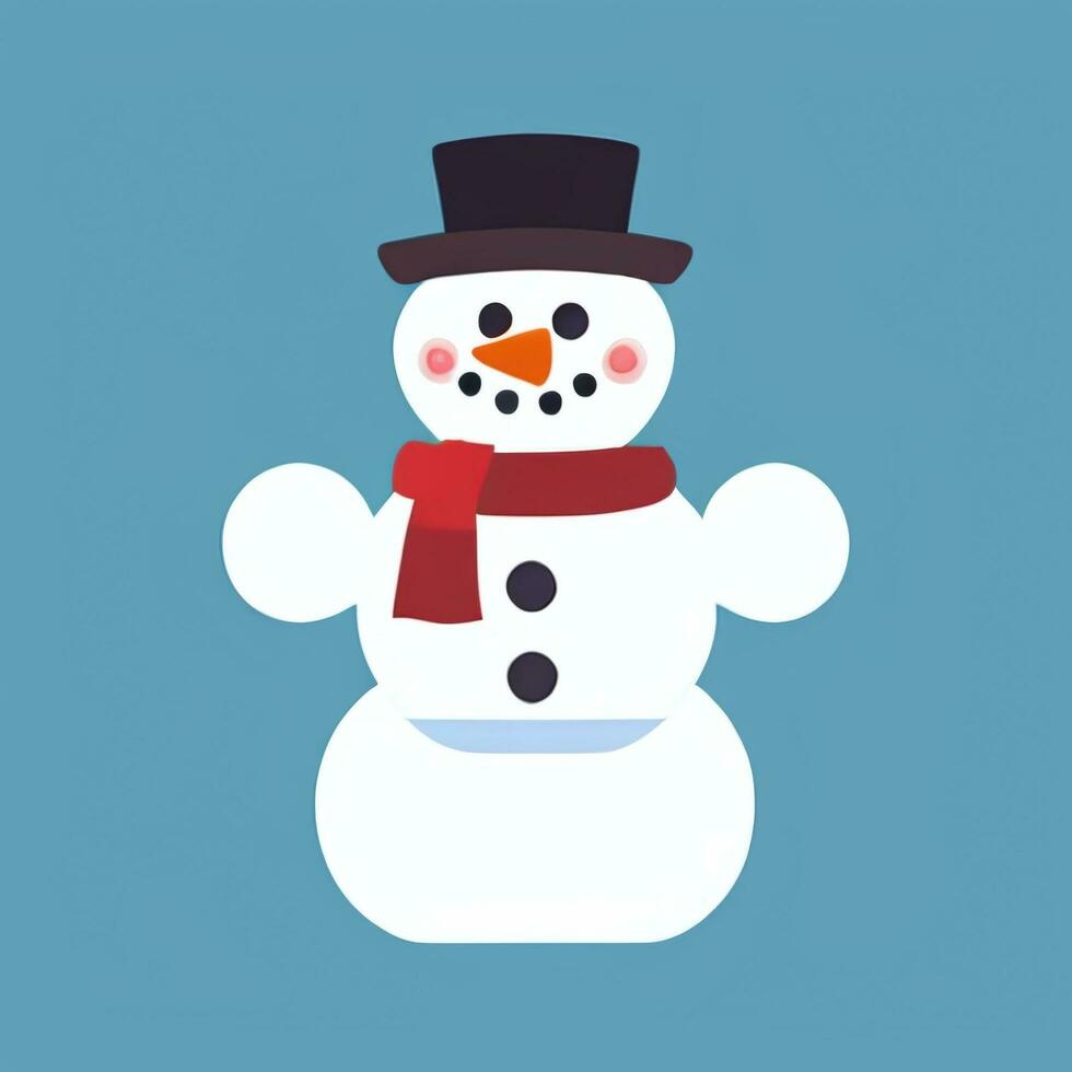 AI generated Snowman Clip Art Icon Sticker Christmas Decoration Simple Background photo