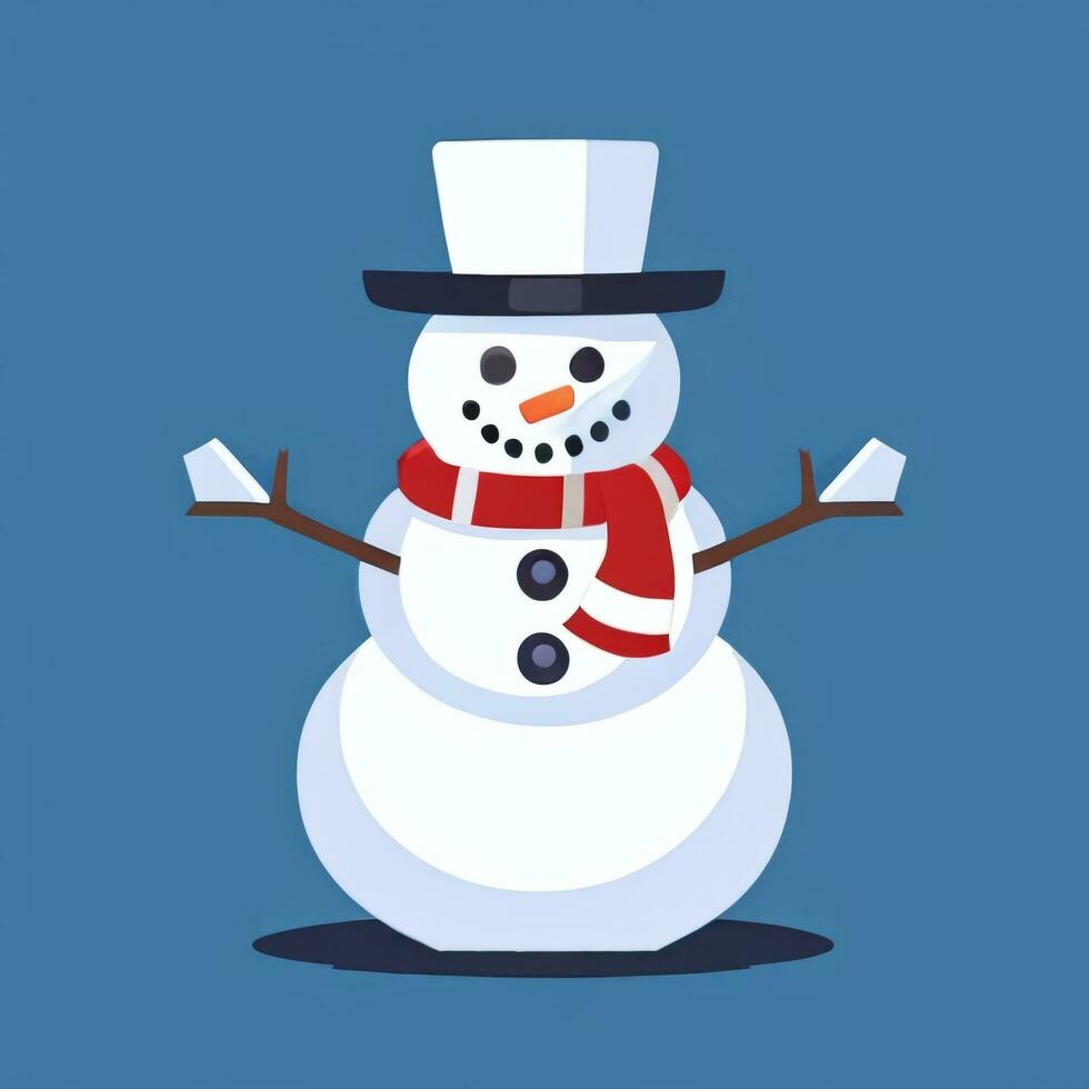 AI generated Snowman Clip Art Icon Sticker Christmas Decoration Simple Background photo