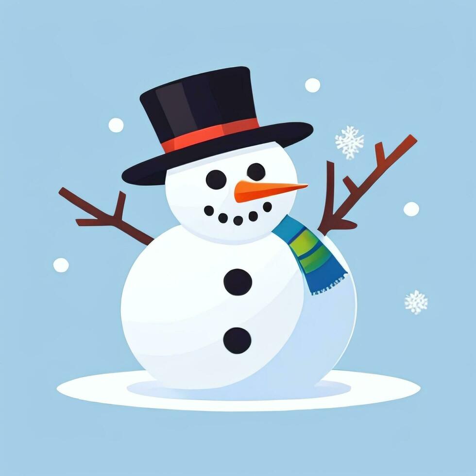 AI generated Snowman Clip Art Icon Sticker Christmas Decoration Simple Background photo