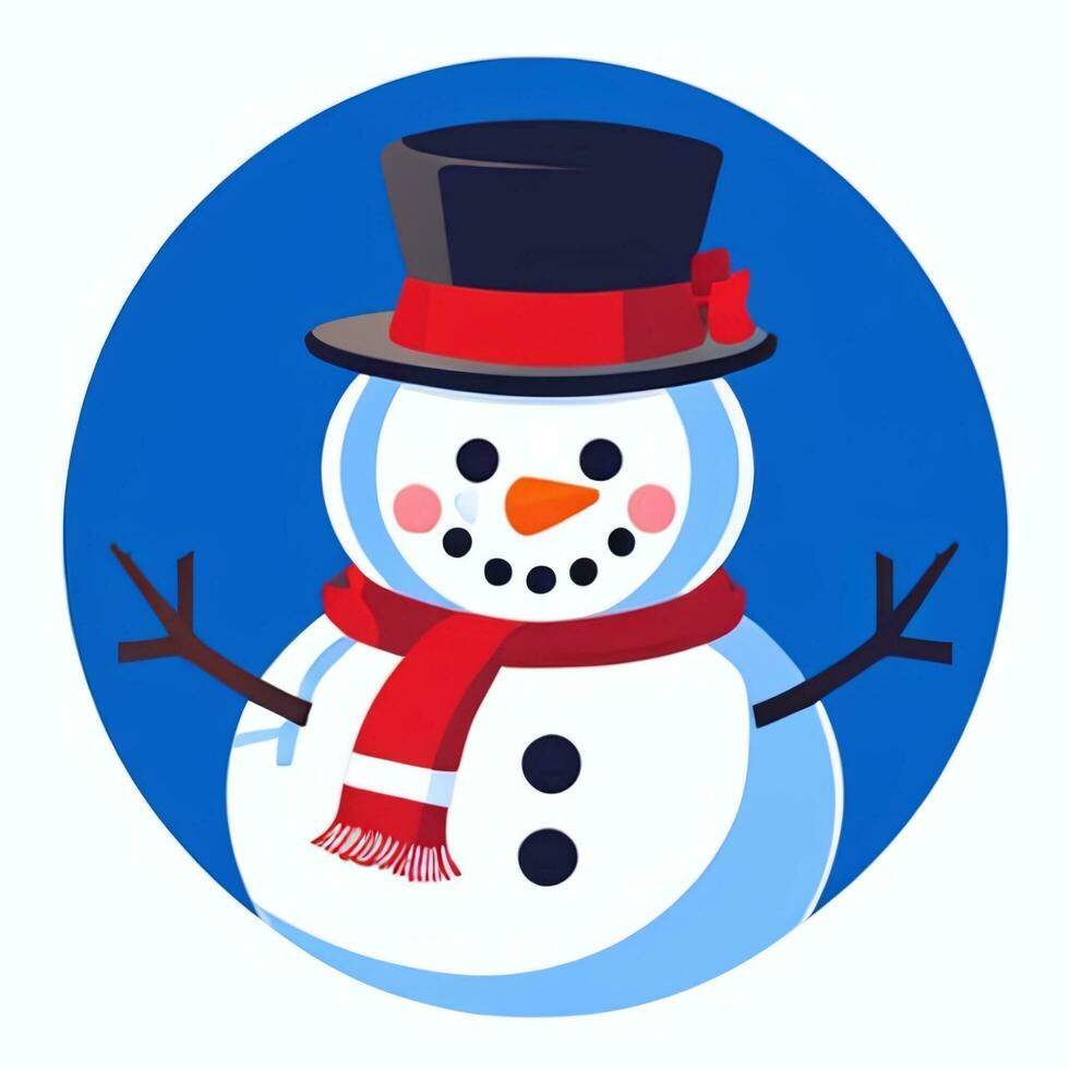 AI generated Snowman Clip Art Icon Sticker Christmas Decoration Simple Background photo
