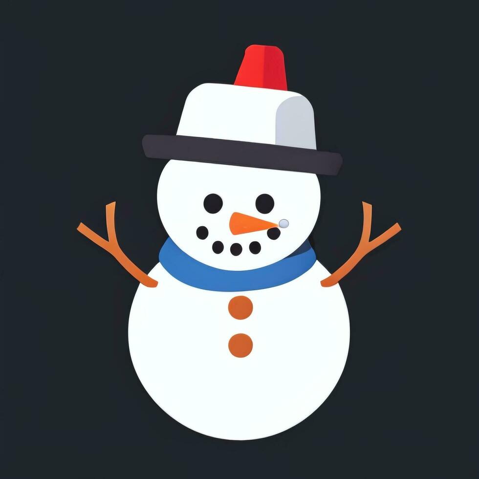 AI generated Snowman Clip Art Icon Sticker Christmas Decoration Simple Background photo