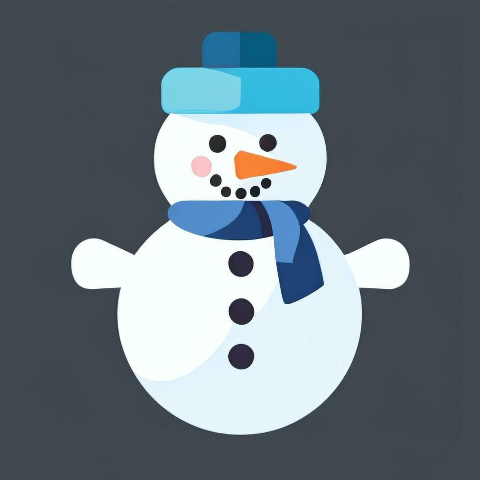 AI generated Snowman Clip Art Icon Sticker Christmas Decoration Simple Background photo