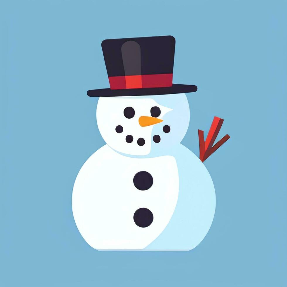 AI generated Snowman Clip Art Icon Sticker Christmas Decoration Simple Background photo