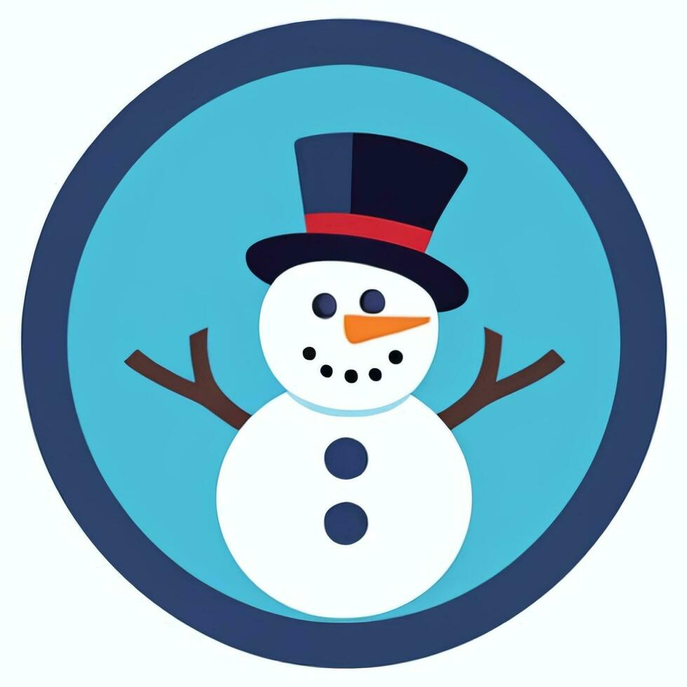 AI generated Snowman Clip Art Icon Sticker Christmas Decoration Simple Background photo