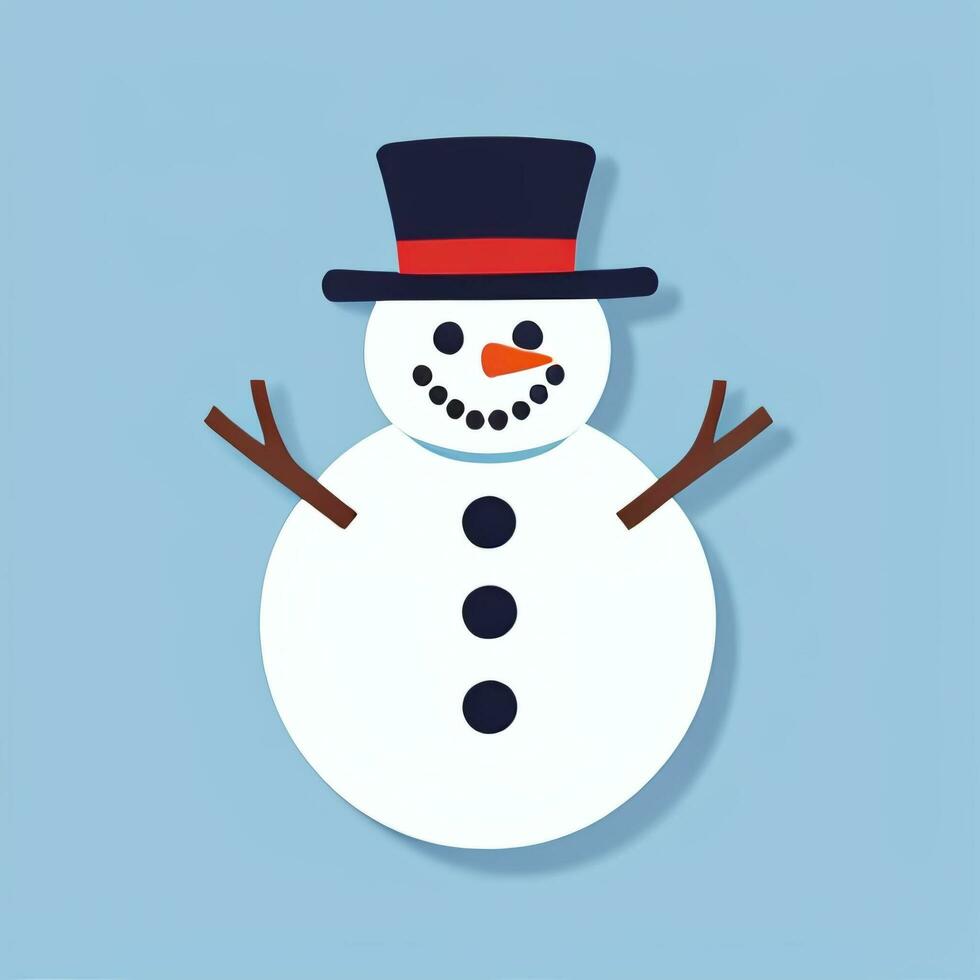 AI generated Snowman Clip Art Icon Sticker Christmas Decoration Simple Background photo