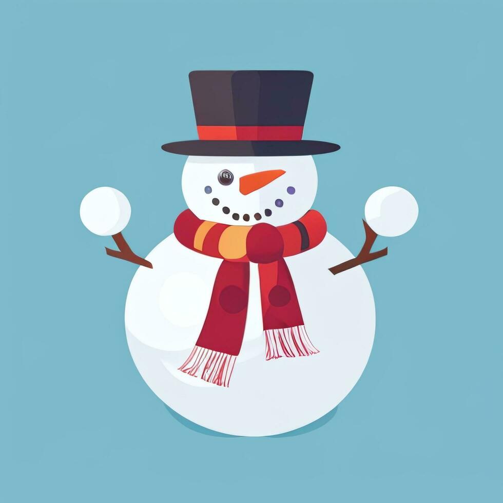 AI generated Snowman Clip Art Icon Sticker Christmas Decoration Simple Background photo