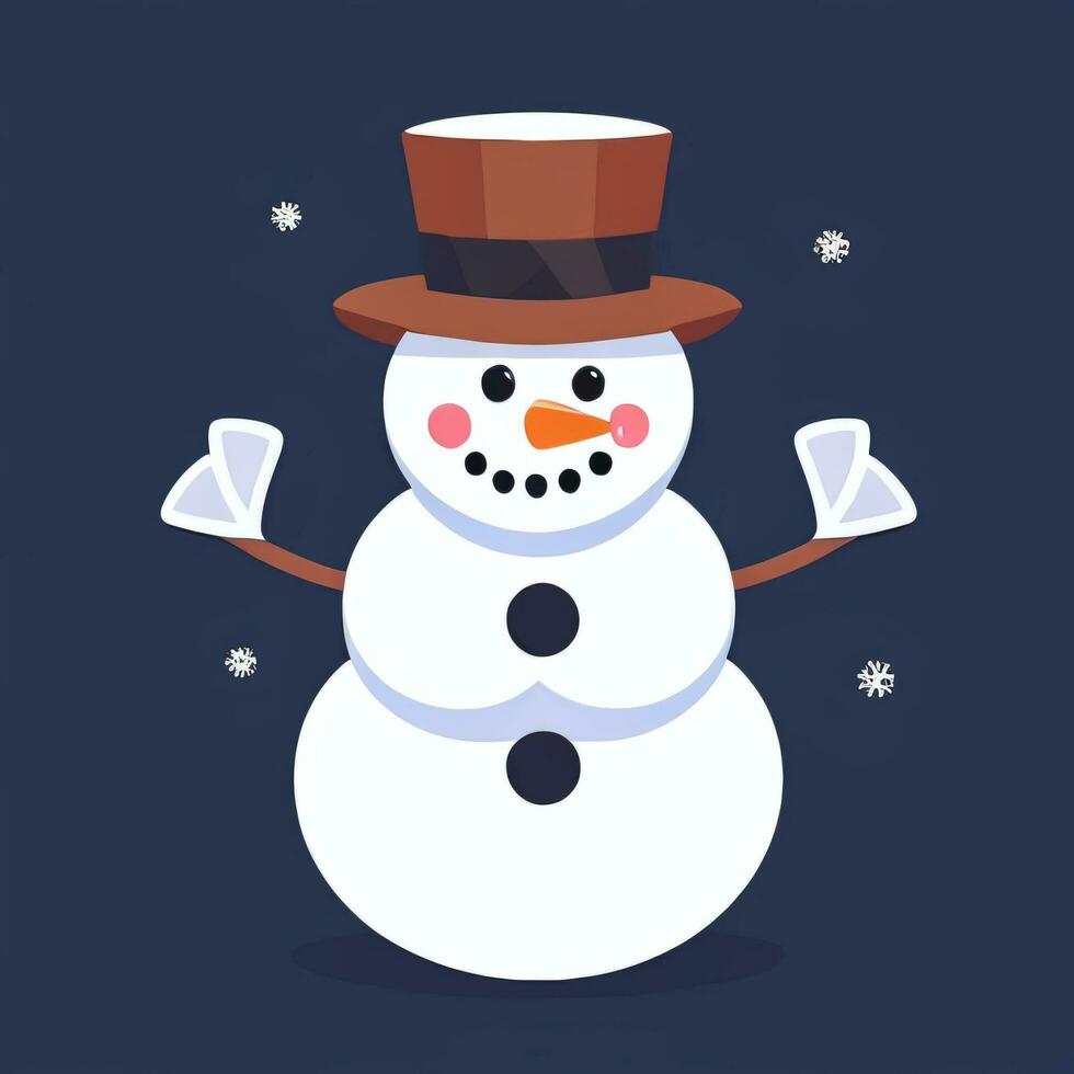 AI generated Snowman Clip Art Icon Sticker Christmas Decoration Simple Background photo