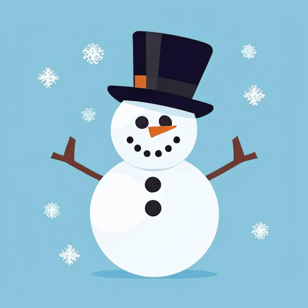 AI generated Snowman Clip Art Icon Sticker Christmas Decoration Simple Background photo