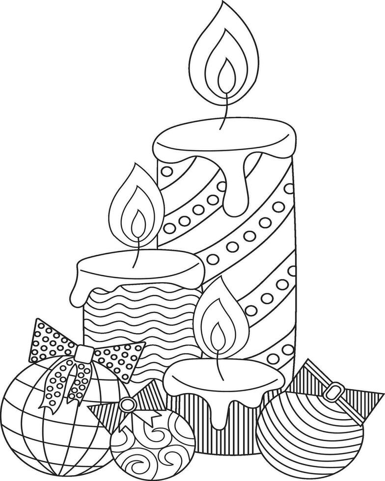 Candle coloring page for adults and kids vector