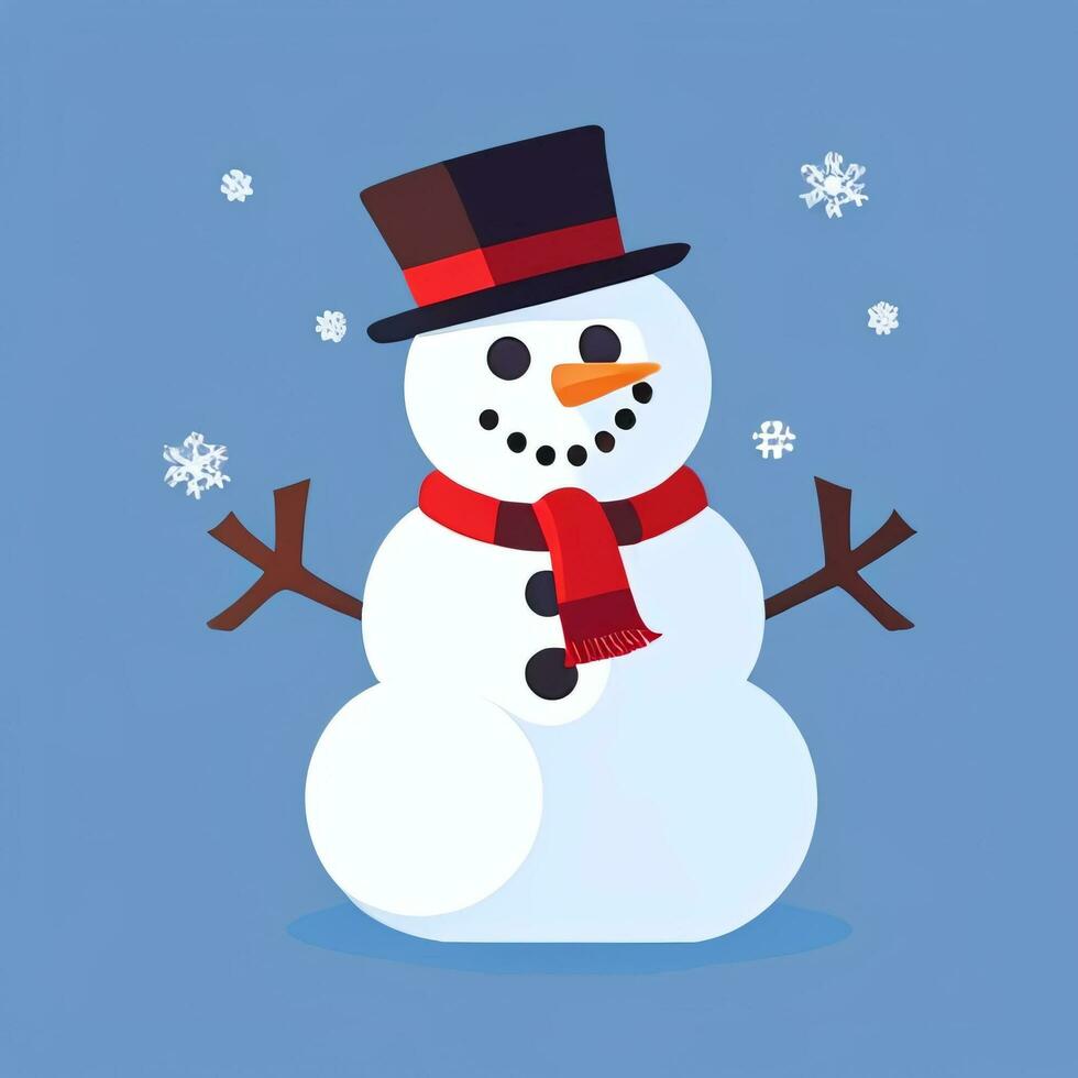 AI generated Snowman Clip Art Icon Sticker Christmas Decoration Simple Background photo