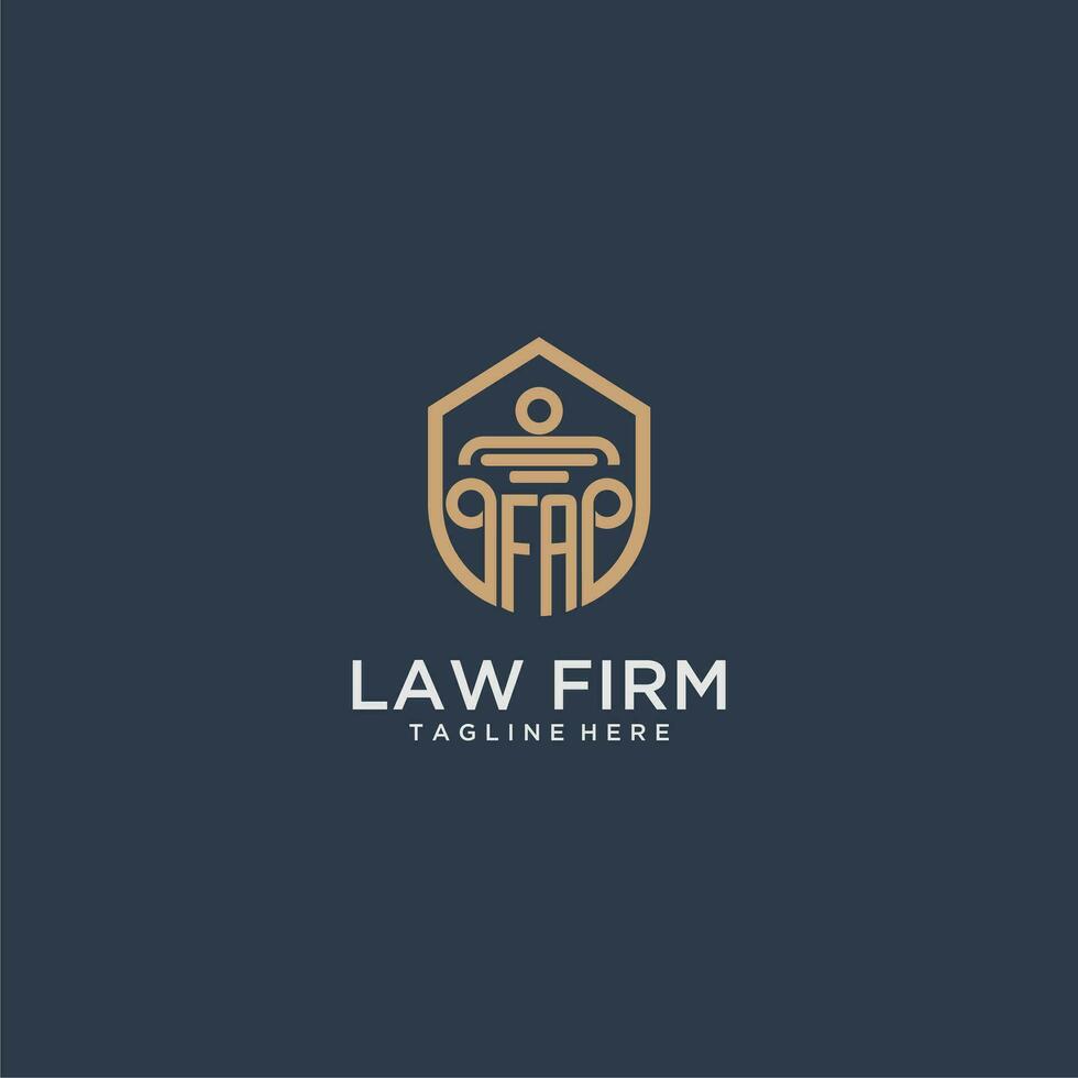 FA initial monogram for lawfirm logo ideas with creative polygon style design vector