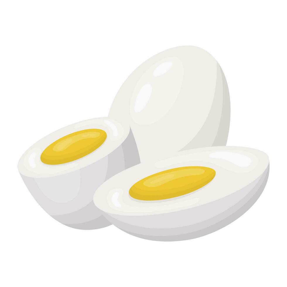 Boiled egg peeled from the shell. illustration on a white background. vector