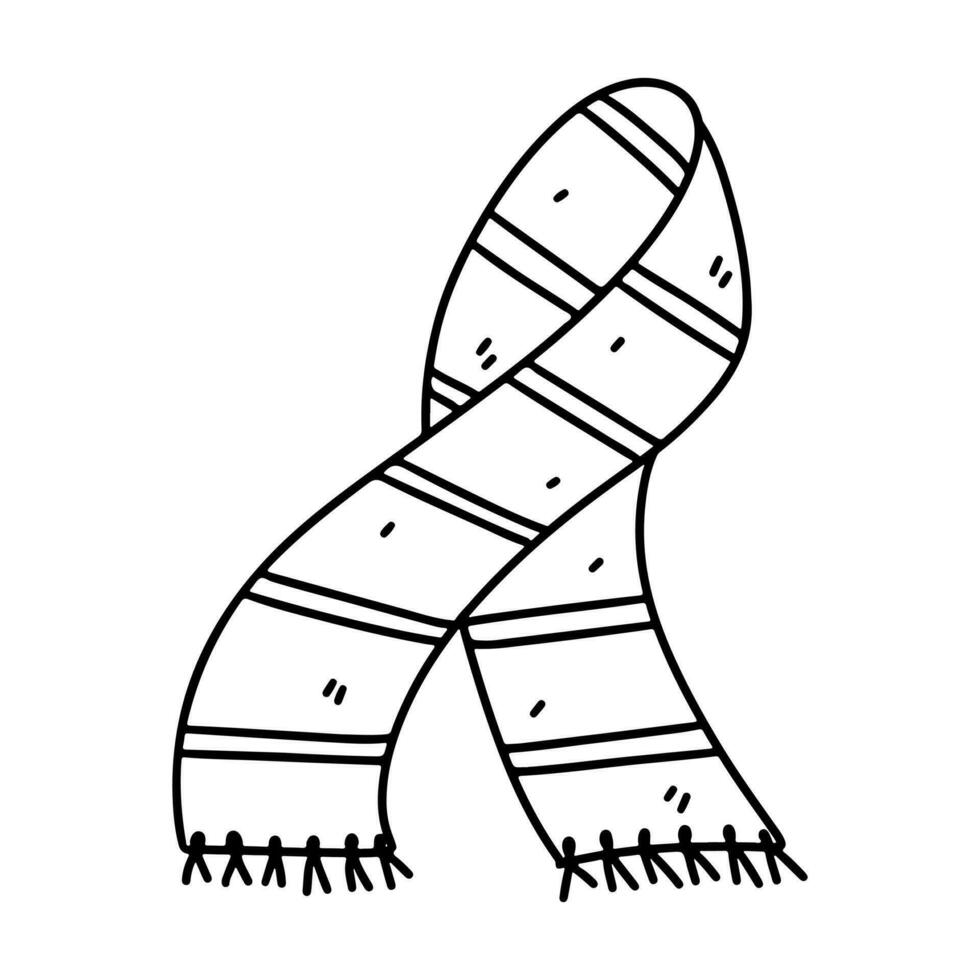 Striped scarf . Hand drawn doodle style. Vector illustration isolated on white. Coloring page.