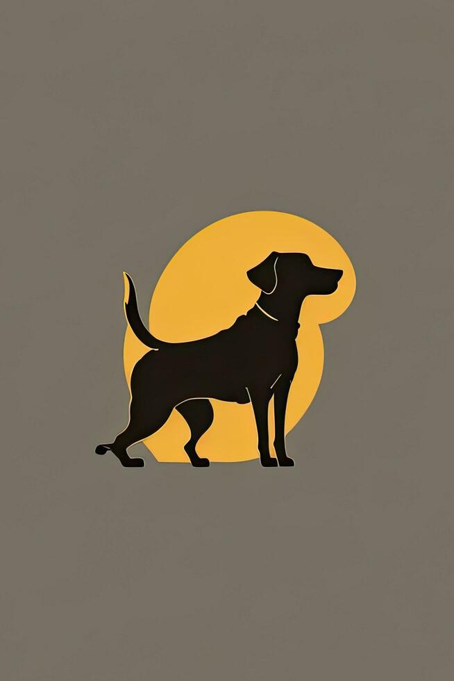 AI generated Silhouette of a dog on a gray background. Vector illustration. photo