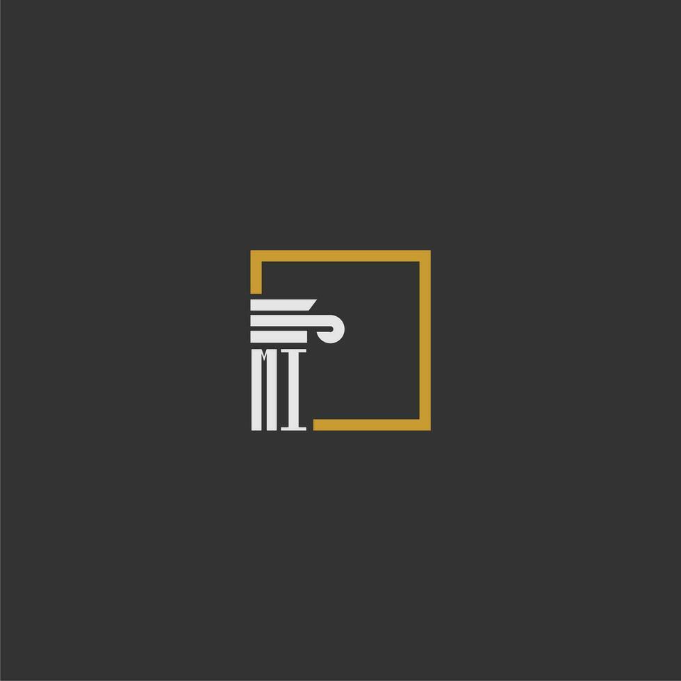 MI initial monogram logo for lawfirm with pillar in creative square design vector