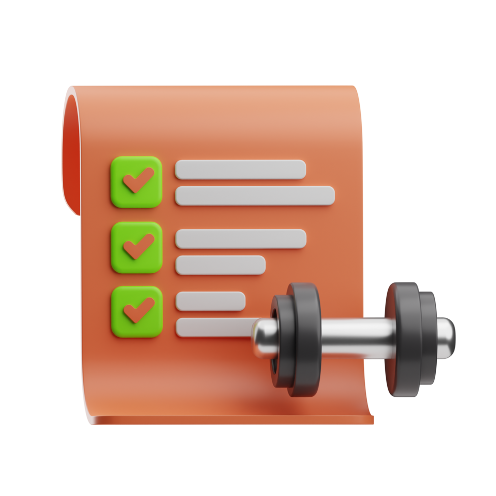 Gym equipment checklist 3d illustration png