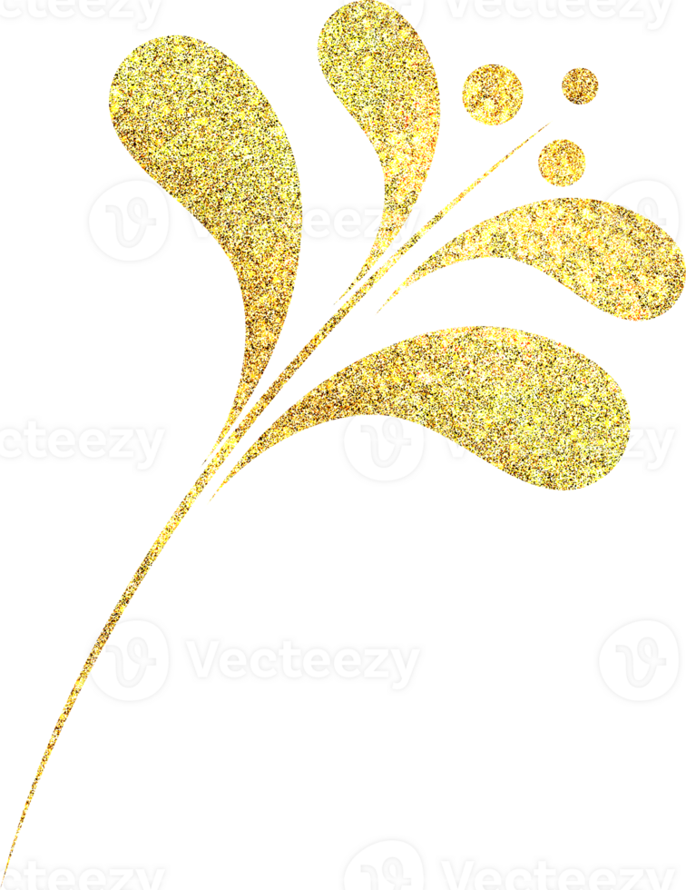 Golden shiny botanical element png