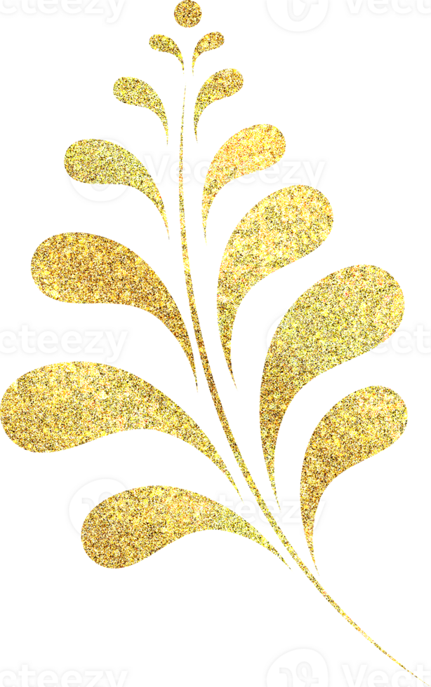 Golden shiny botanical element png