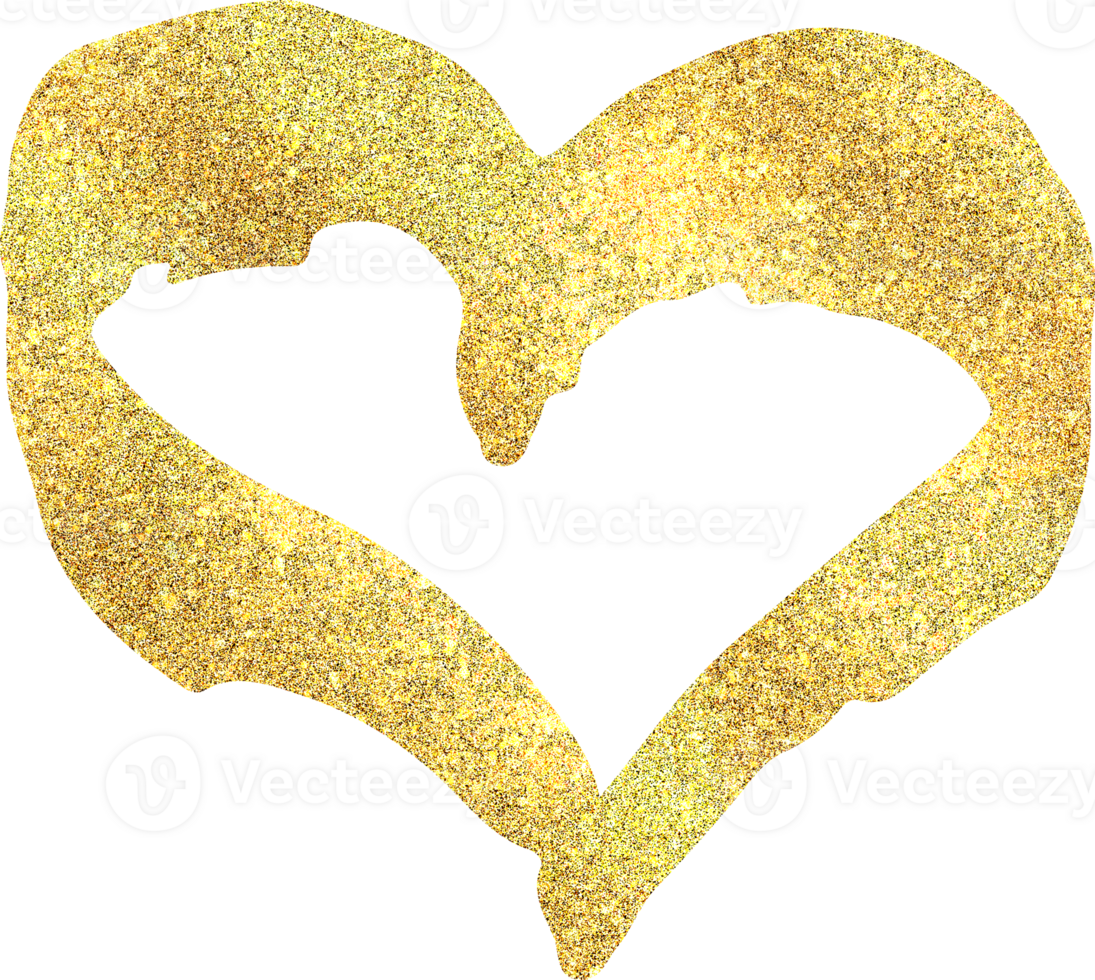 Golden heart icon with glitter png