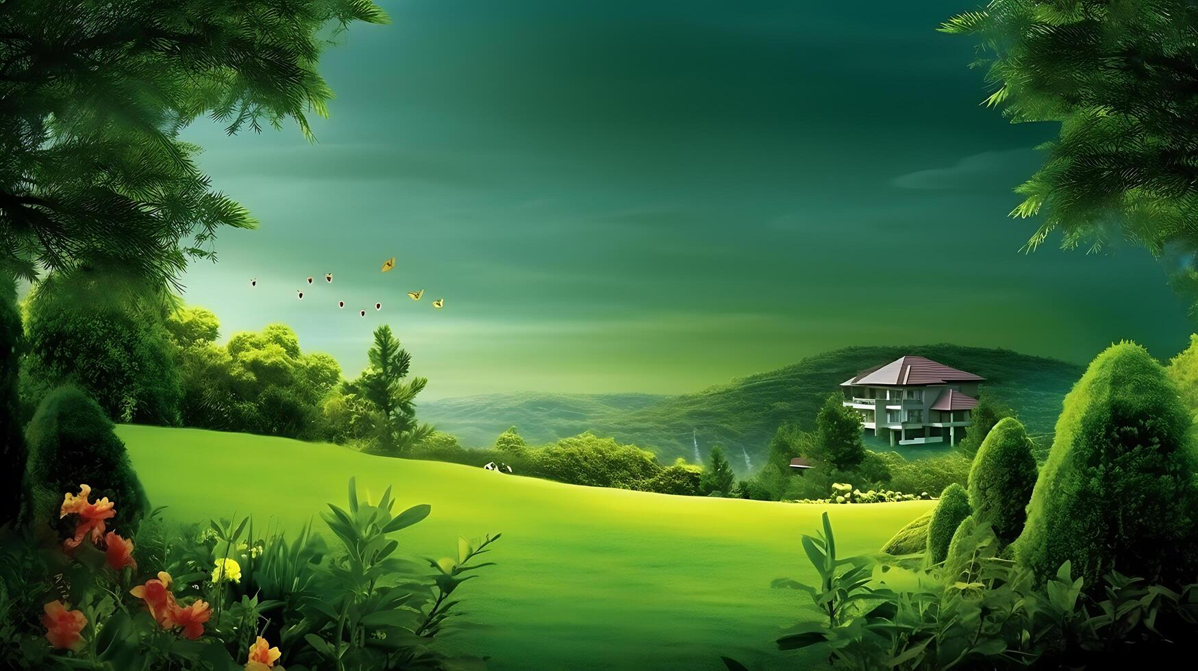 AI generated Green Beautiful wallpaper Real Estate photo