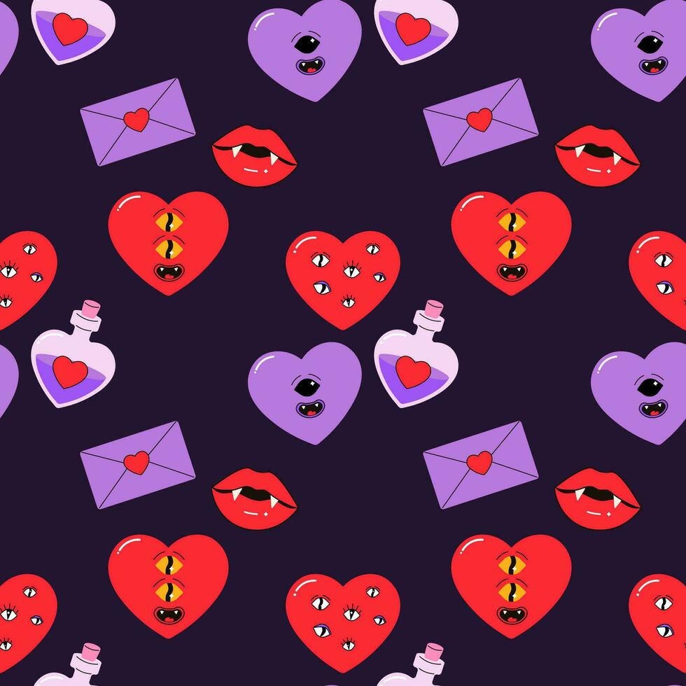 seamless pattern, valentine's day, letter, heart, message vector