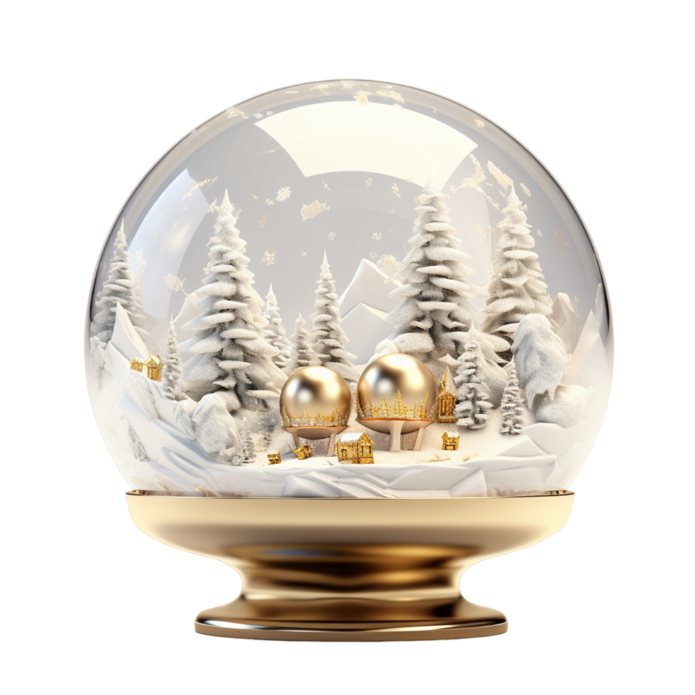 Shiny christmas tree in snow globe Ai Generative png