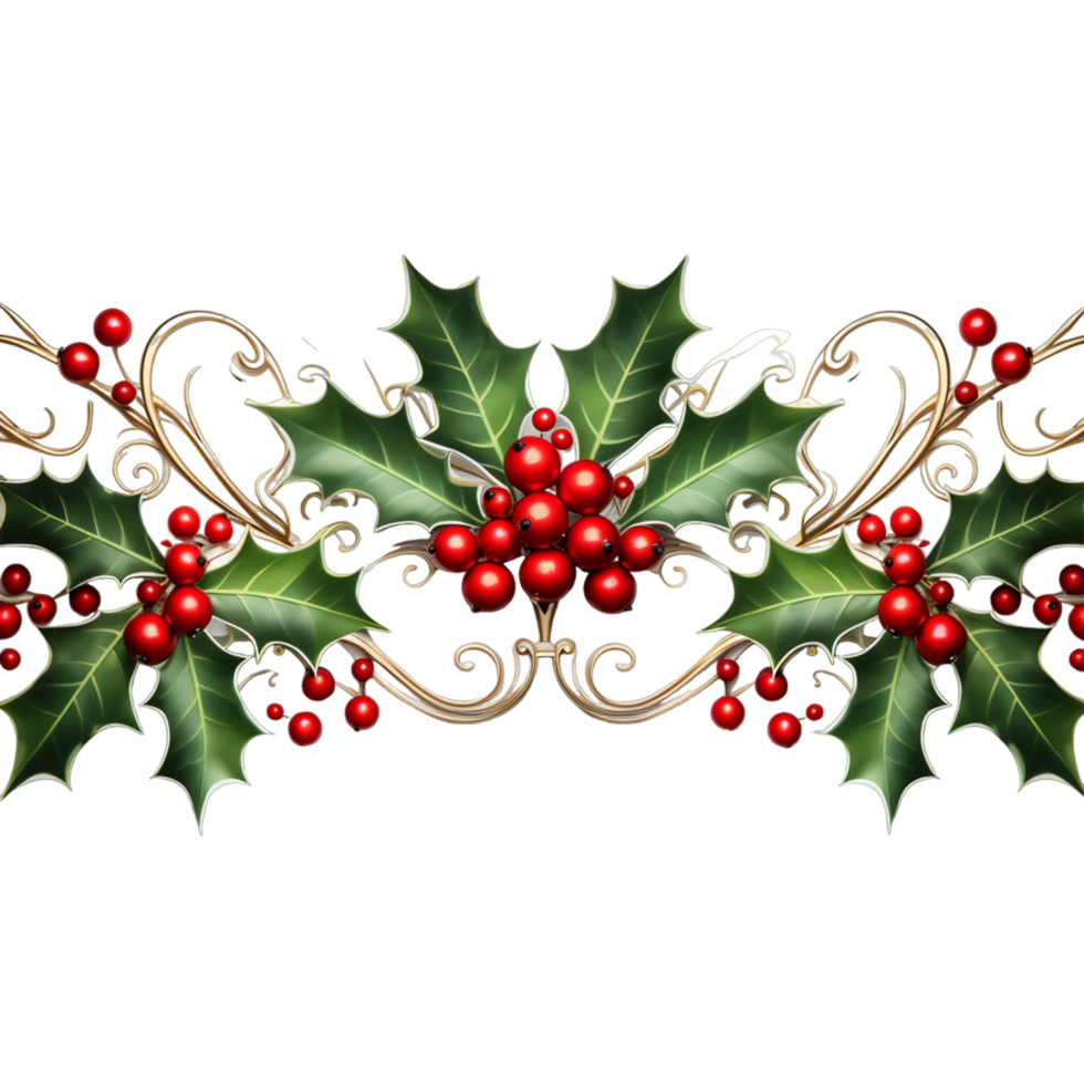 Christmas holly branch realistic Ai Generative png