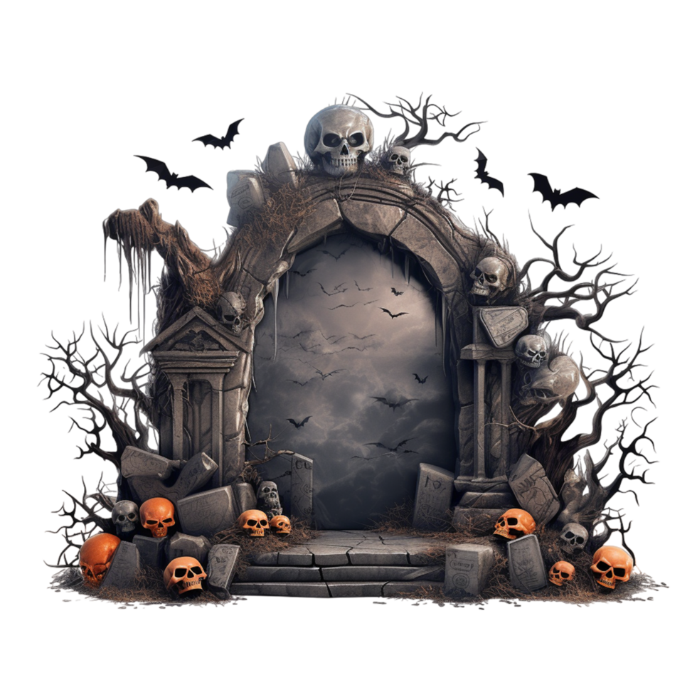 Halloween graveyard night Ai Generative 34554312 PNG