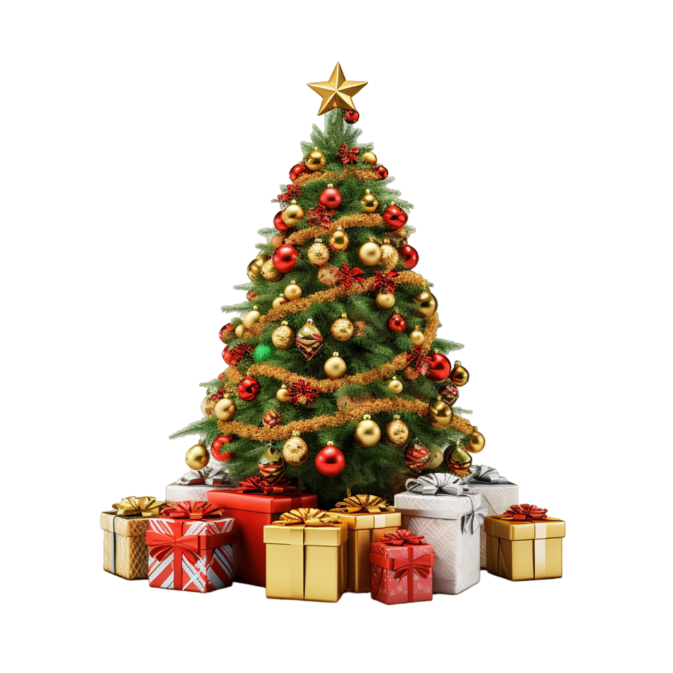 Christmas tree with gift box Ai Generative png