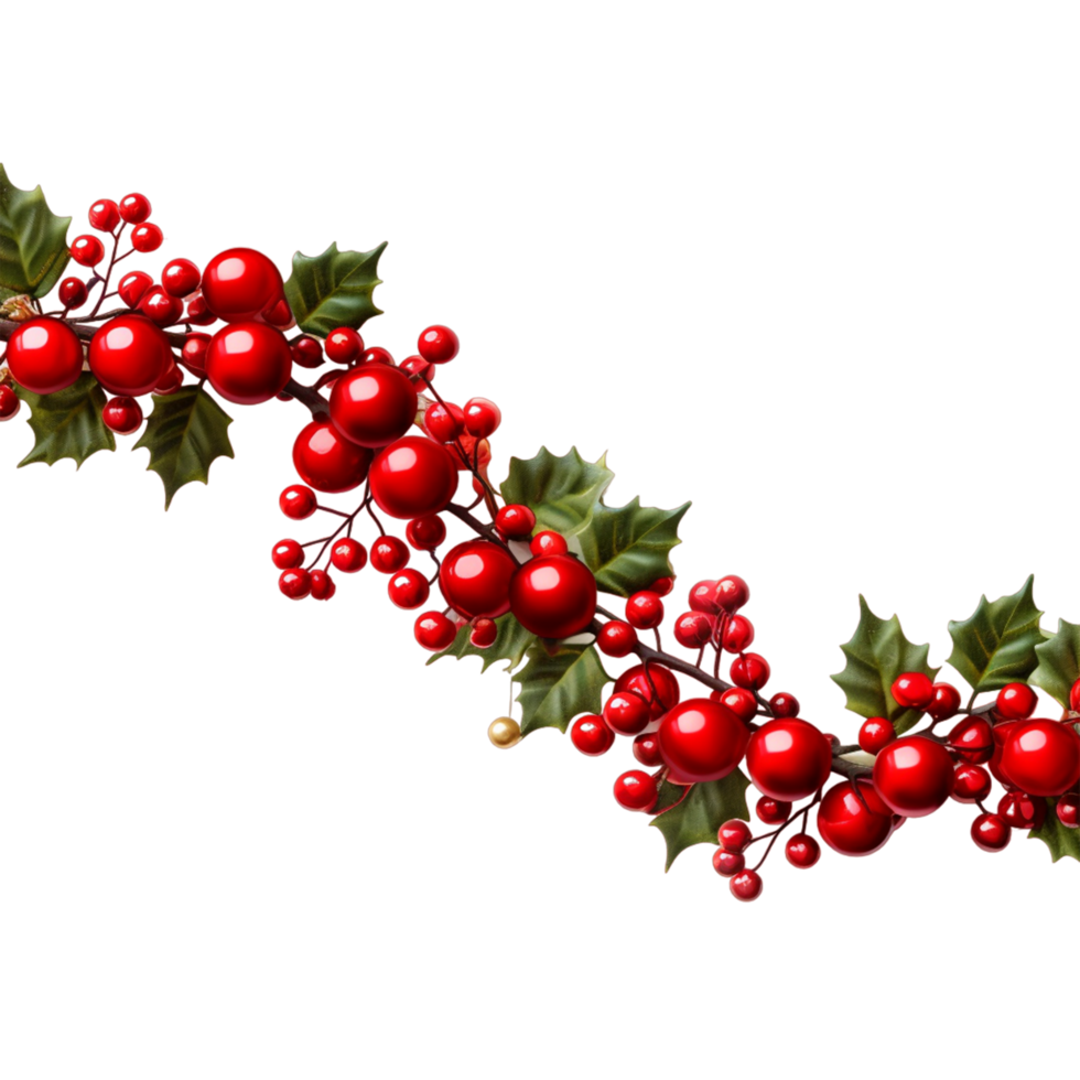 Christmas garland of holly berries Ai Generative png