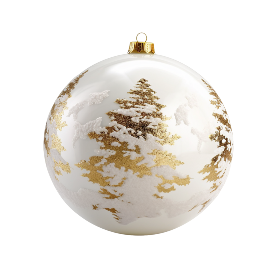 White Christmas golden ball Ai Generative png