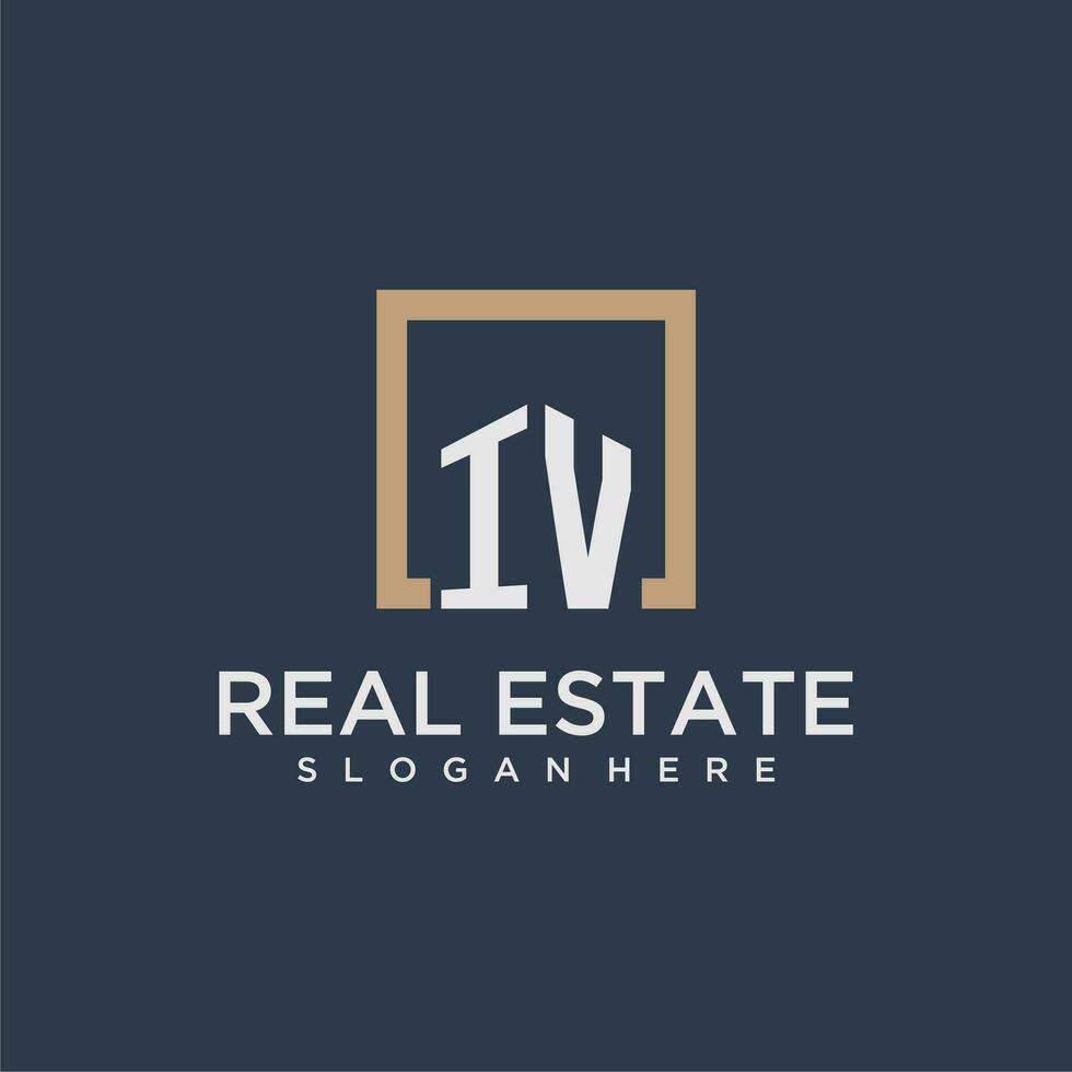 IV initial monogram logo for real estate design vector