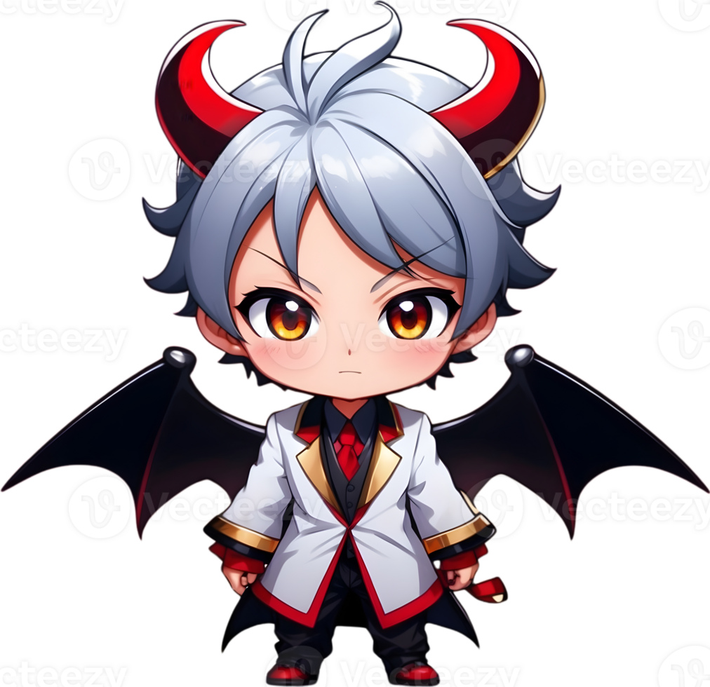 ai generiert ein Anime Charakter mit Hörner und Flügel Dämon Teufel ai generativ png