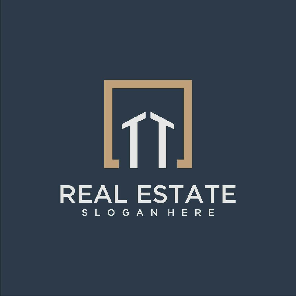 TT initial monogram logo for real estate design vector