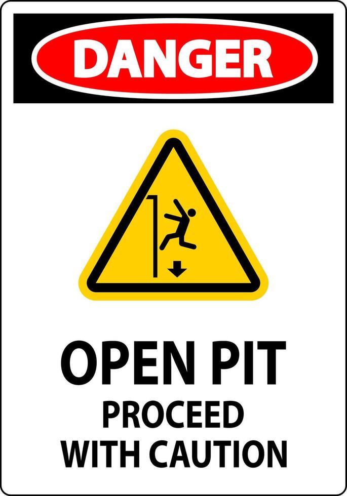 Danger Sign Open Pit Proceed With Caution vector