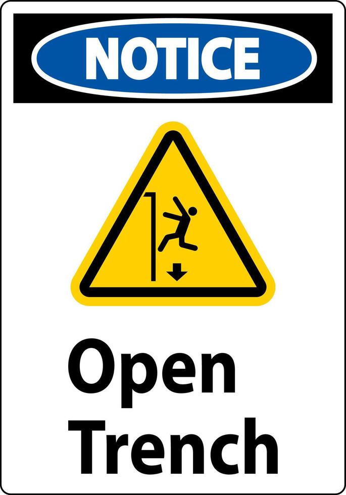 Notice Sign Open Trench vector