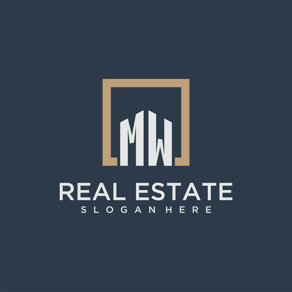MW initial monogram logo for real estate design vector