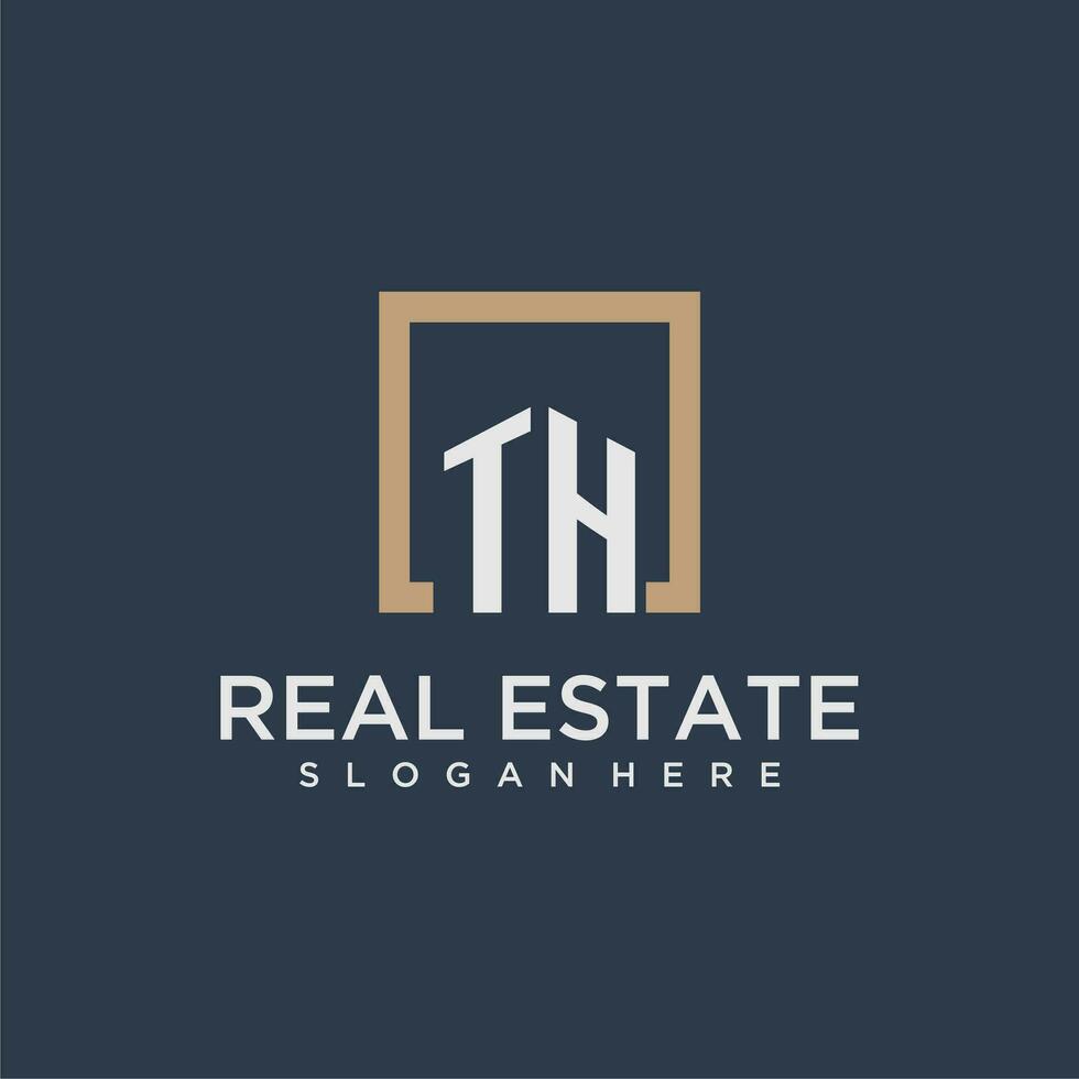TH initial monogram logo for real estate design vector