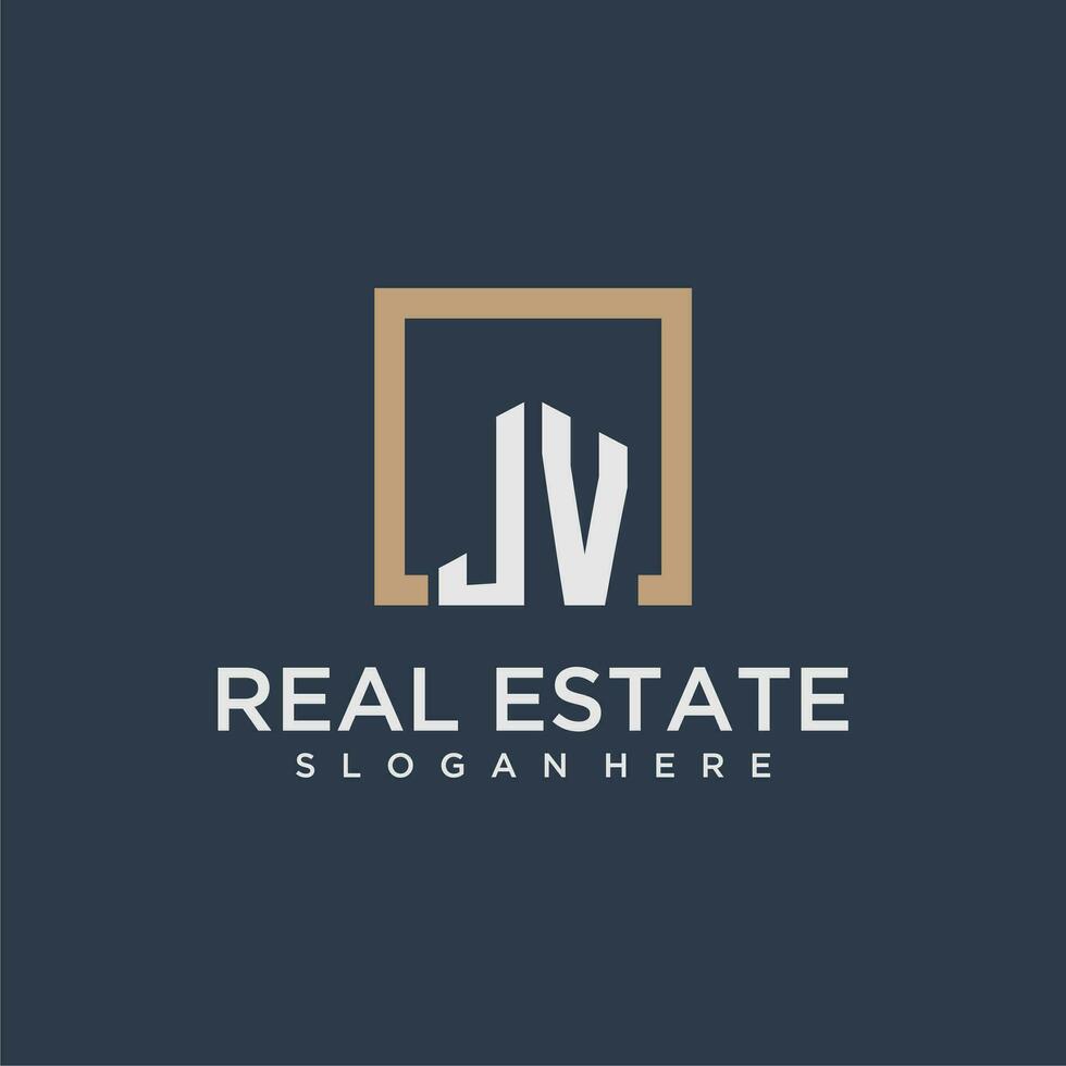 JV initial monogram logo for real estate design vector