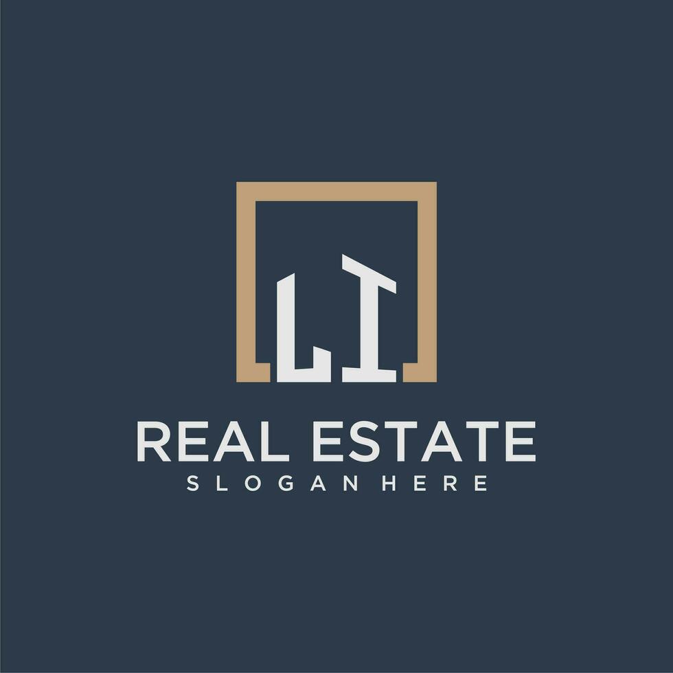 LI initial monogram logo for real estate design vector