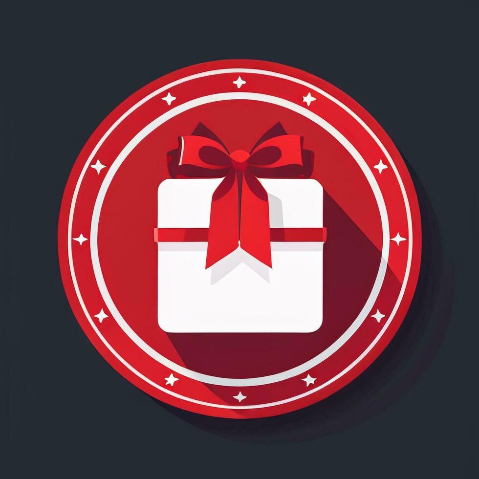 AI generated Christmas Present Gift Clip Art Icon Sticker Decoration Simple Background photo