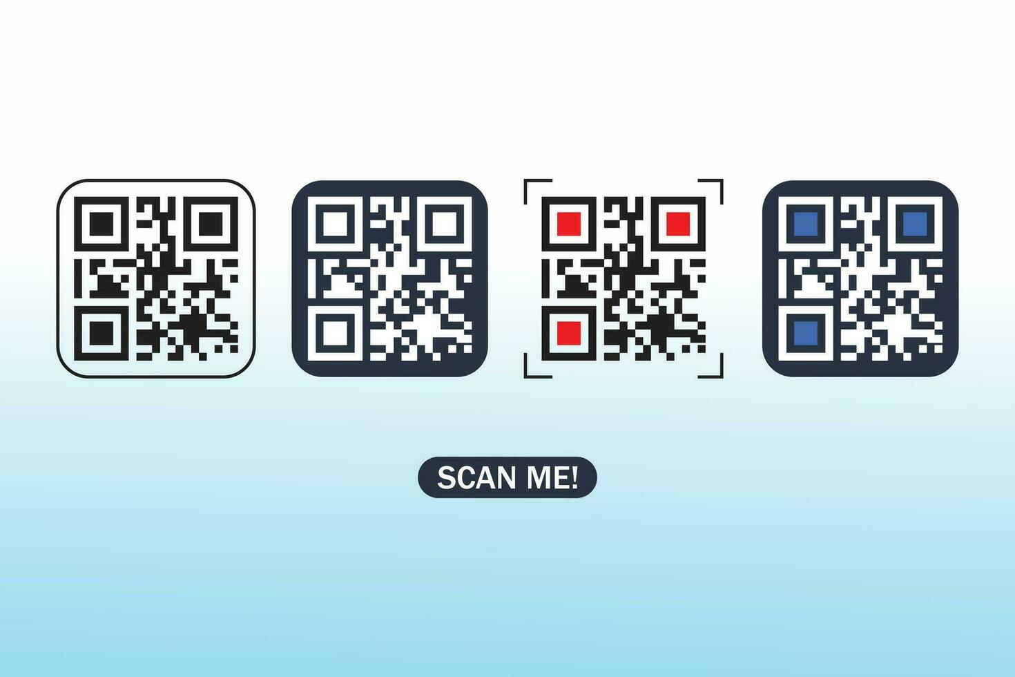 qr código conjunto modelo de marcos con texto escanear yo y qr código vector