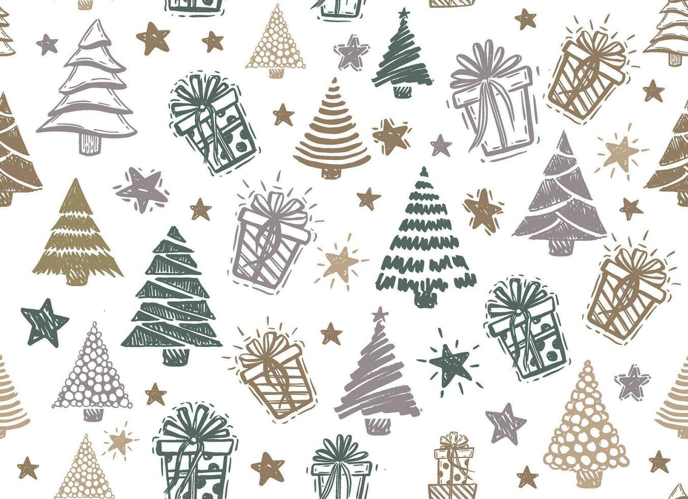 Christmas tree, New Year set, hand drawn illustrations. Vector