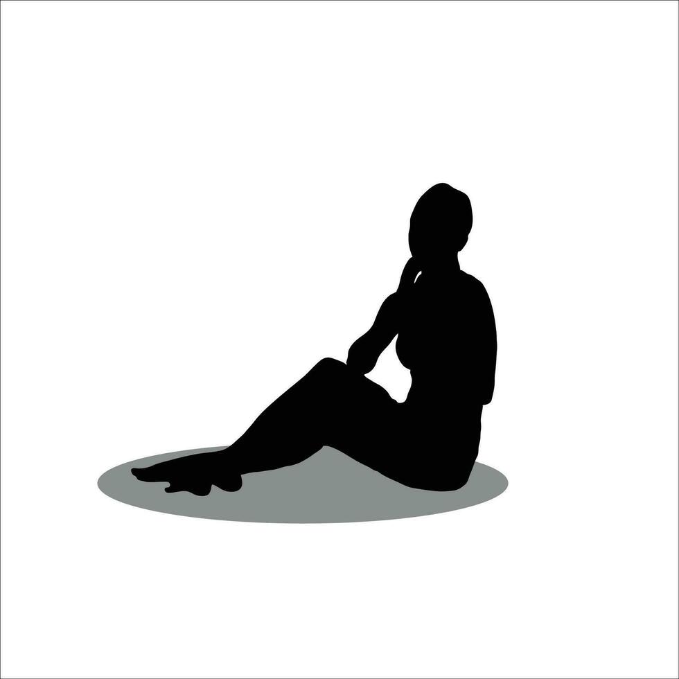 Girl sitting silhouette stock vector illustration