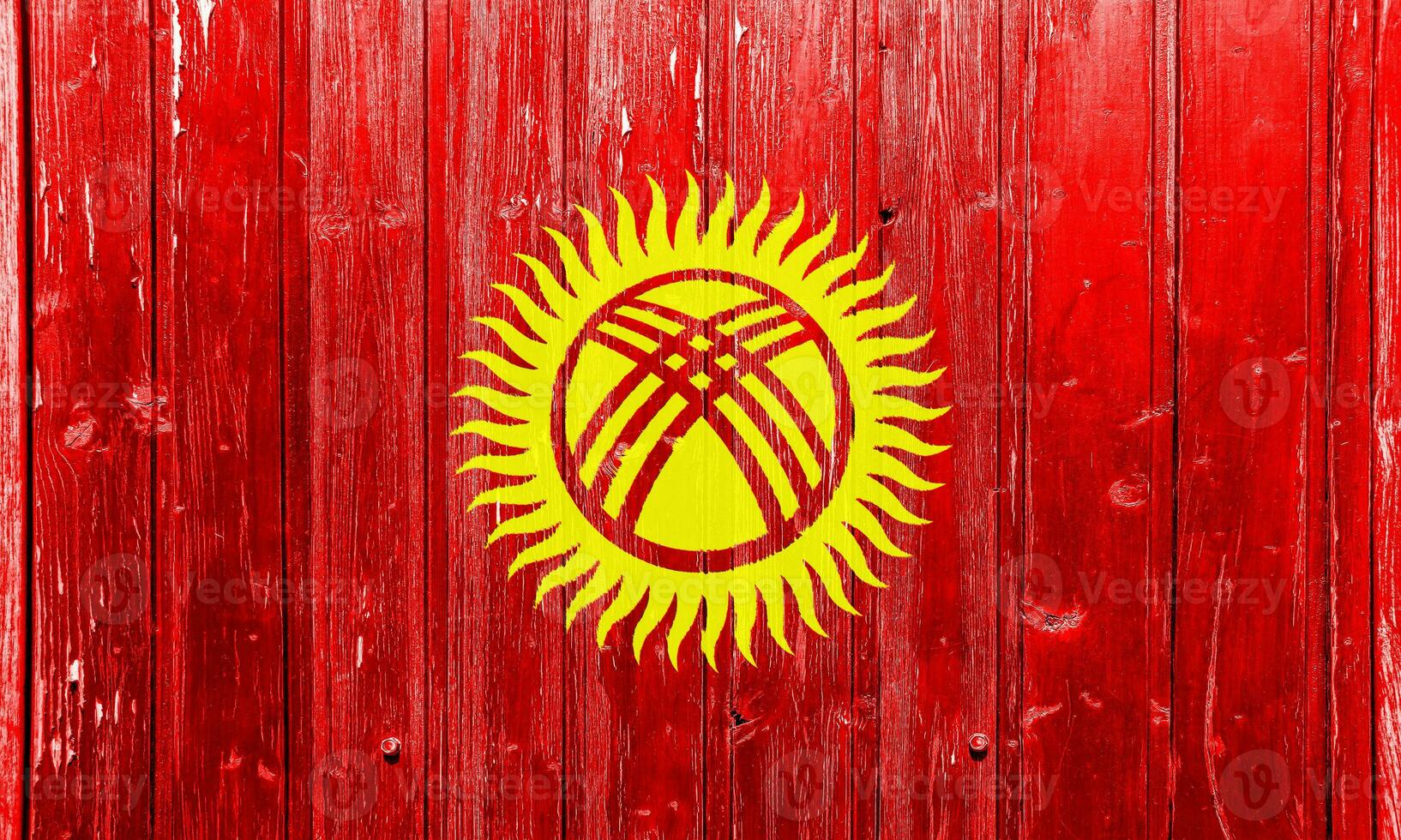 Flag of Kyrgyz Republic on a textured background. Concept collage. photo