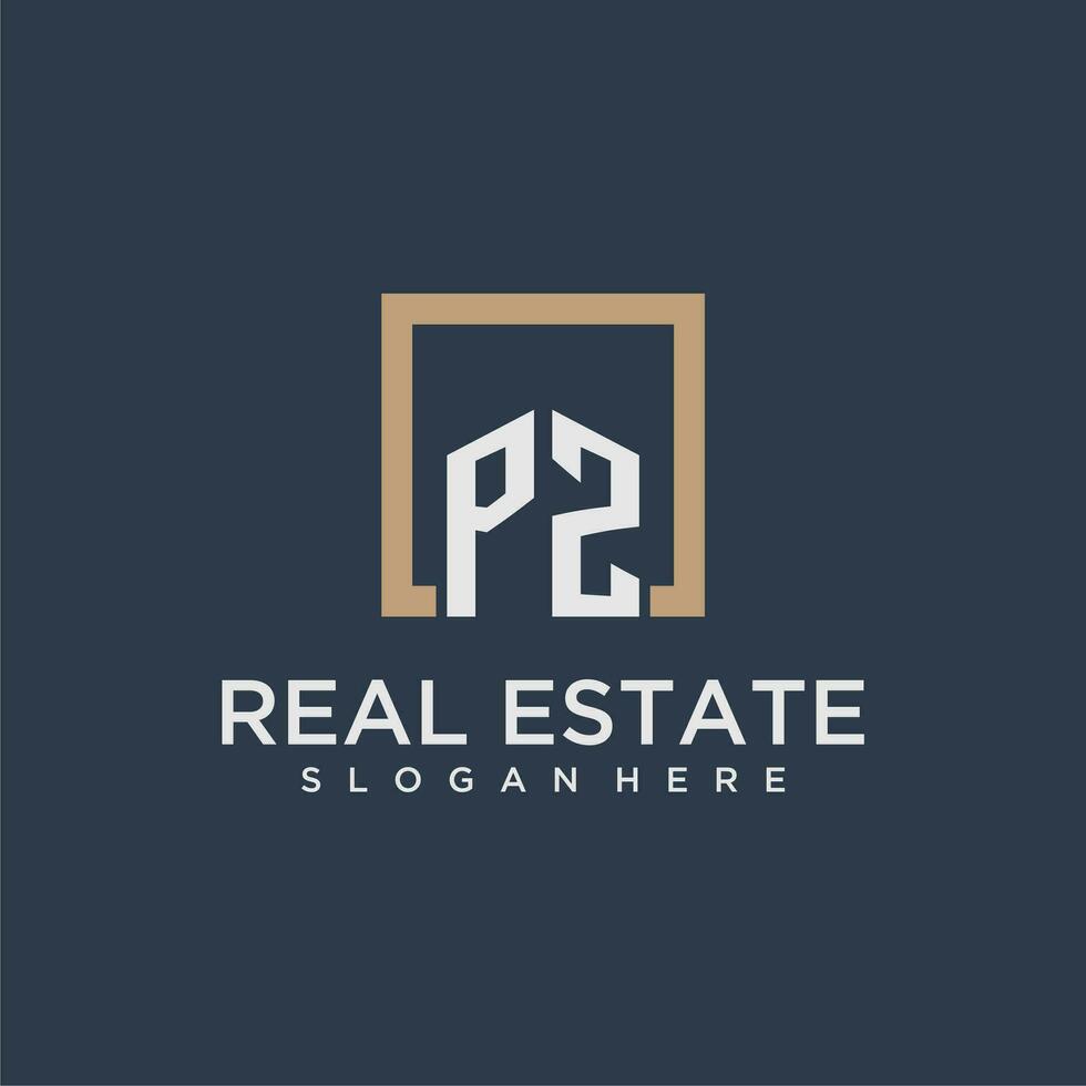 PZ initial monogram logo for real estate design vector